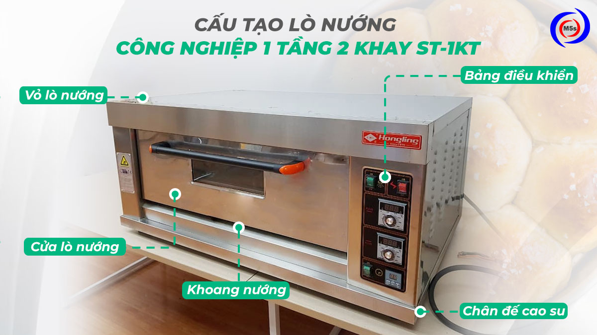 Cấu tạo của lò nướng công nghiệp 1 tầng 2 khay ST-1KT Cấu tạo của lò nướng công nghiệp 1 tầng 2 khay ST-1KT