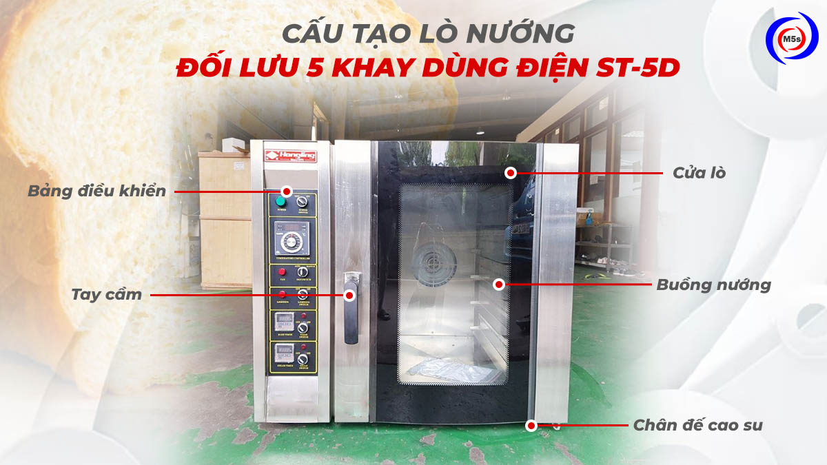 Cấu tạo lò nướng đối lưu 5 khay dùng điện ST-5D Cấu tạo lò nướng đối lưu 5 khay dùng điện ST-5D