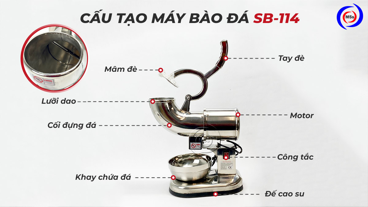 Cấu tạo máy bào đá 2 lưỡi SB-114 Cấu tạo máy bào đá 2 lưỡi SB-114