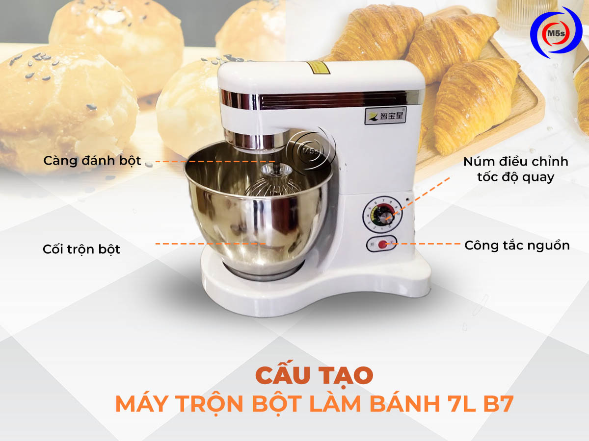 Cấu tạo máy trộn bột làm bánh 7L B7 Cấu tạo máy trộn bột làm bánh 7L B7