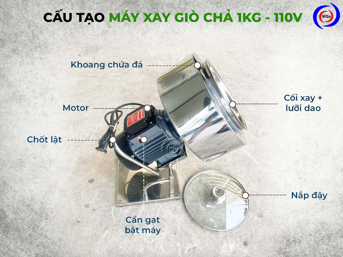 Cấu tạo máy xay giò chả 1kg - 110V Cấu tạo máy xay giò chả 1kg - 110V