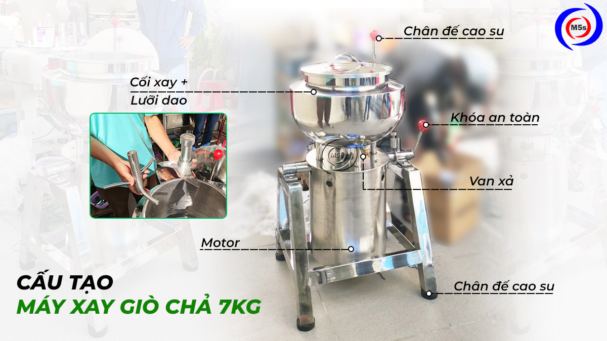 Cấu tạo máy xay chả lụa công nghiệp 7kg Cấu tạo máy xay chả lụa công nghiệp 7kg