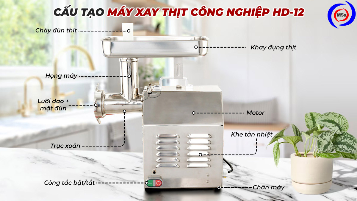 Cấu tạo máy xay thịt công nghiệp HD-12 Cấu tạo máy xay thịt công nghiệp HD-12