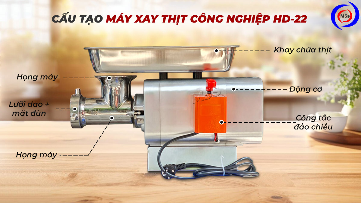 Cấu tạo máy xay thịt công nghiệp HD-22 Cấu tạo máy xay thịt công nghiệp HD-22