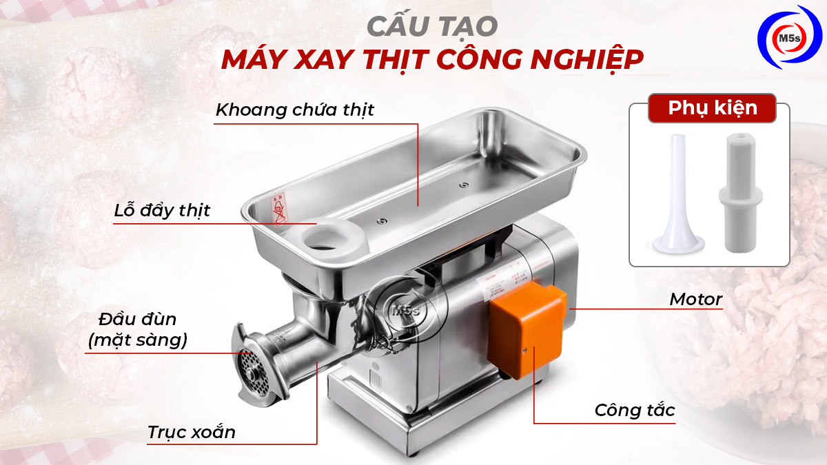 Cấu tạo máy xay thịt công nghiệp Cấu tạo máy xay thịt công nghiệp