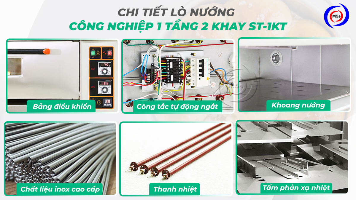 Chi tiết của lò nướng công nghiệp 1 tầng 2 khay ST-1KT Chi tiết của lò nướng công nghiệp 1 tầng 2 khay ST-1KT