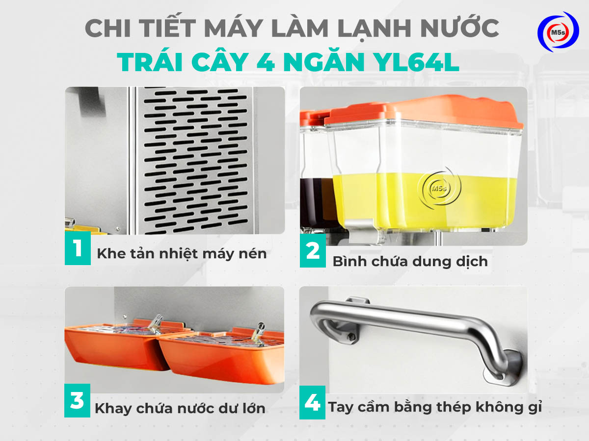 chi tiết máy làm lạnh nước trái cây 4 ngăn YL64L chi tiết máy làm lạnh nước trái cây 4 ngăn YL64L