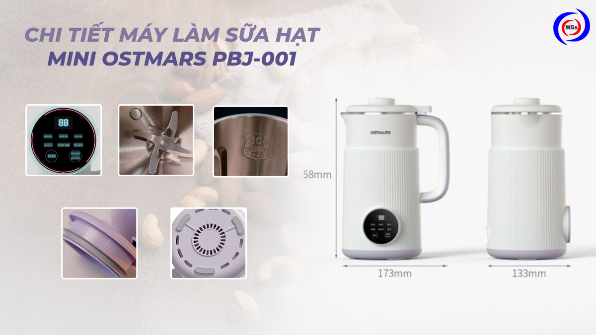 Chi tiết nổi bật của máy làm sữa hạt Ostmars 800ml Chi tiết nổi bật của máy làm sữa hạt Ostmars 800ml