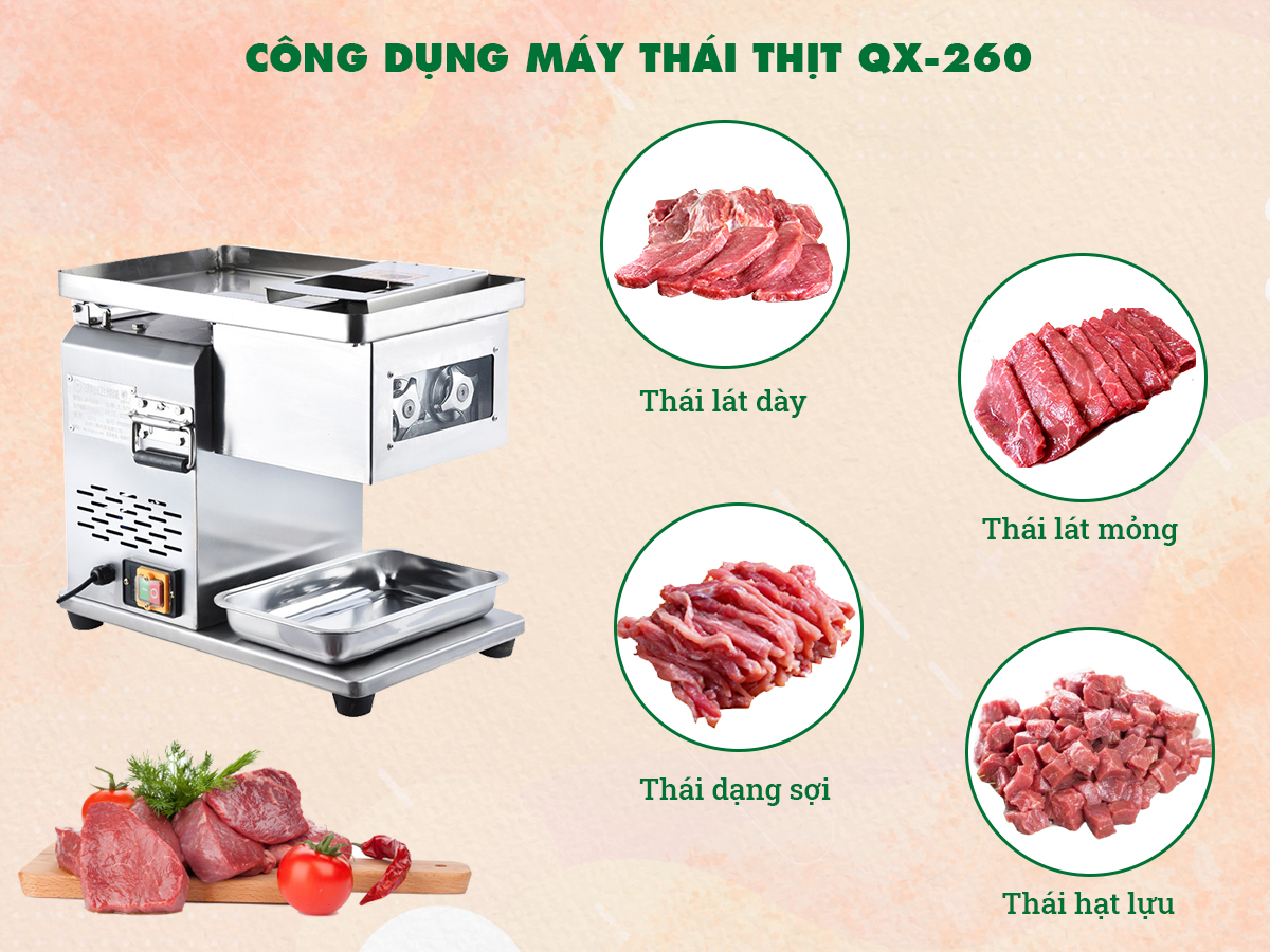 Cấu tạo máy xắt thịt QX-260 lưỡi dao thay thế Cấu tạo máy xắt thịt QX-260 lưỡi dao thay thế