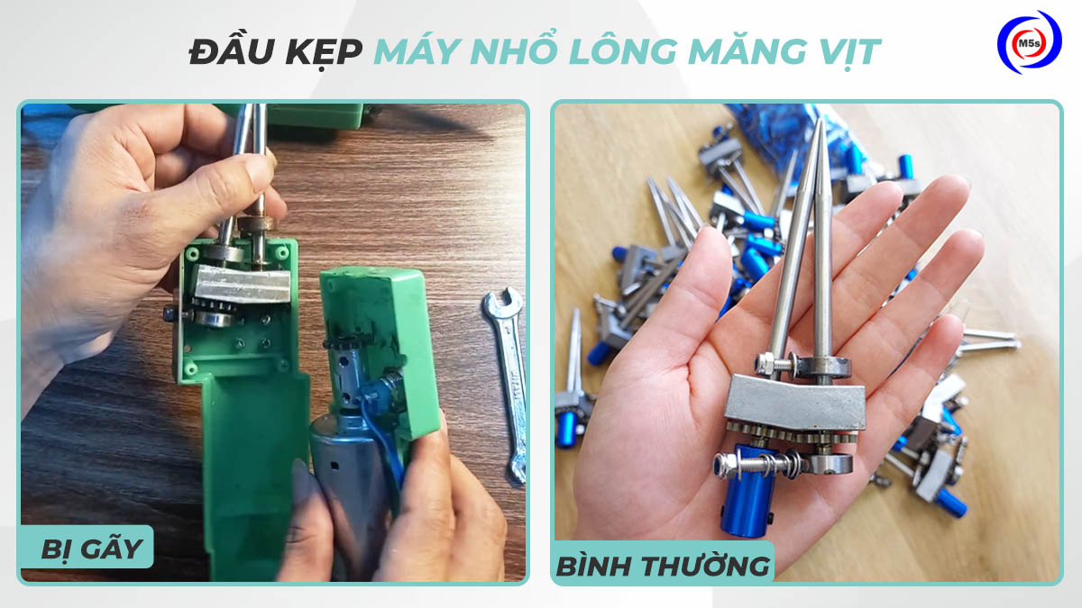 Đầu kẹp của máy nhổ lông vịt cầm tay bị gãy Đầu kẹp của máy nhổ lông vịt cầm tay bị gãy