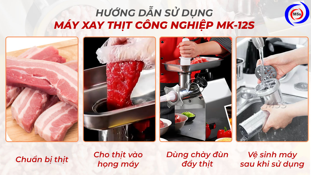 Hướng dẫn vận hành máy xay thịt cá công nghiệp MK-12S Hướng dẫn vận hành máy xay thịt cá công nghiệp MK-12S