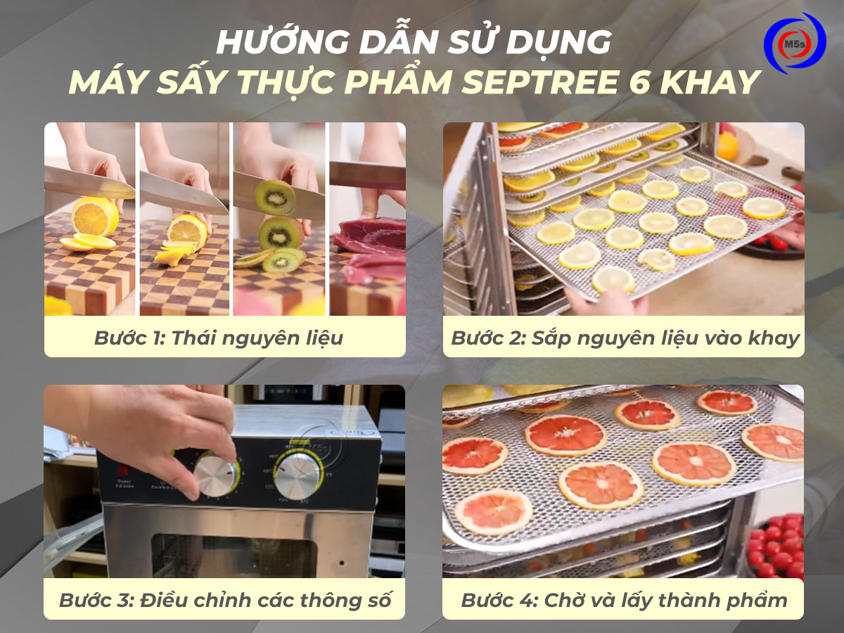 Hướng dẫn sử dụng máy sấy thực phẩm Septree 6 khay Hướng dẫn sử dụng máy sấy thực phẩm Septree 6 khay