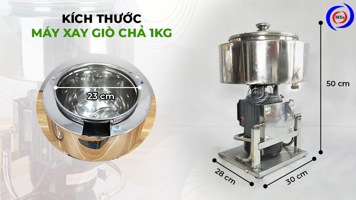 Kích thước máy xay giò chả 1kg