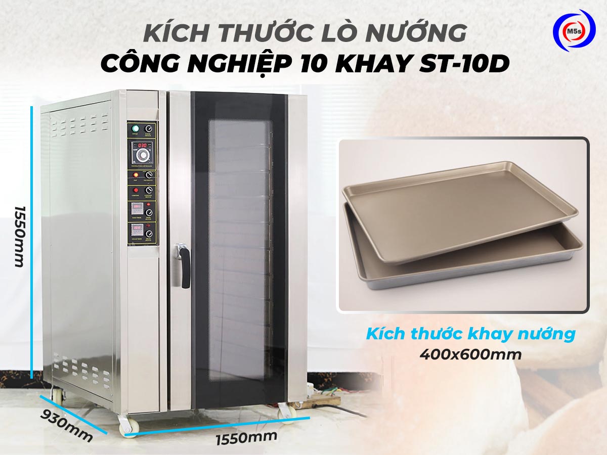 Kích thước lò nướng công nghiệp đối lưu 10 khay ST-10D Kích thước lò nướng công nghiệp đối lưu 10 khay ST-10D
