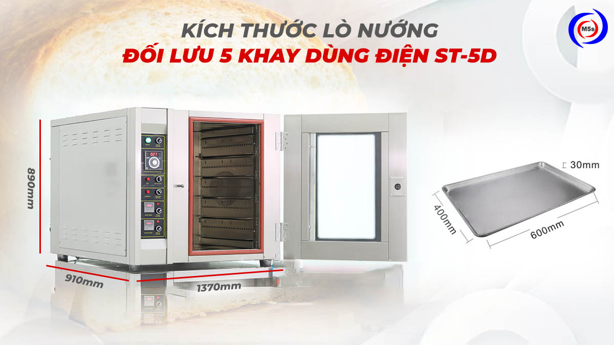 Lò nướng bánh mì đối lưu 5 khay dùng điện ST-5D Lò nướng bánh mì đối lưu 5 khay dùng điện ST-5D