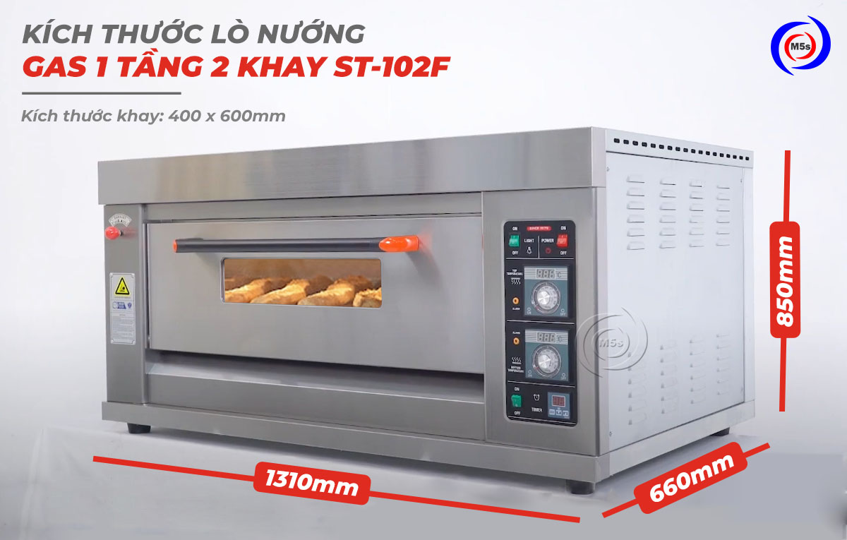 Kích thước lò nướng gas 1 tầng 2 khay ST-102F Kích thước lò nướng gas 1 tầng 2 khay ST-102F