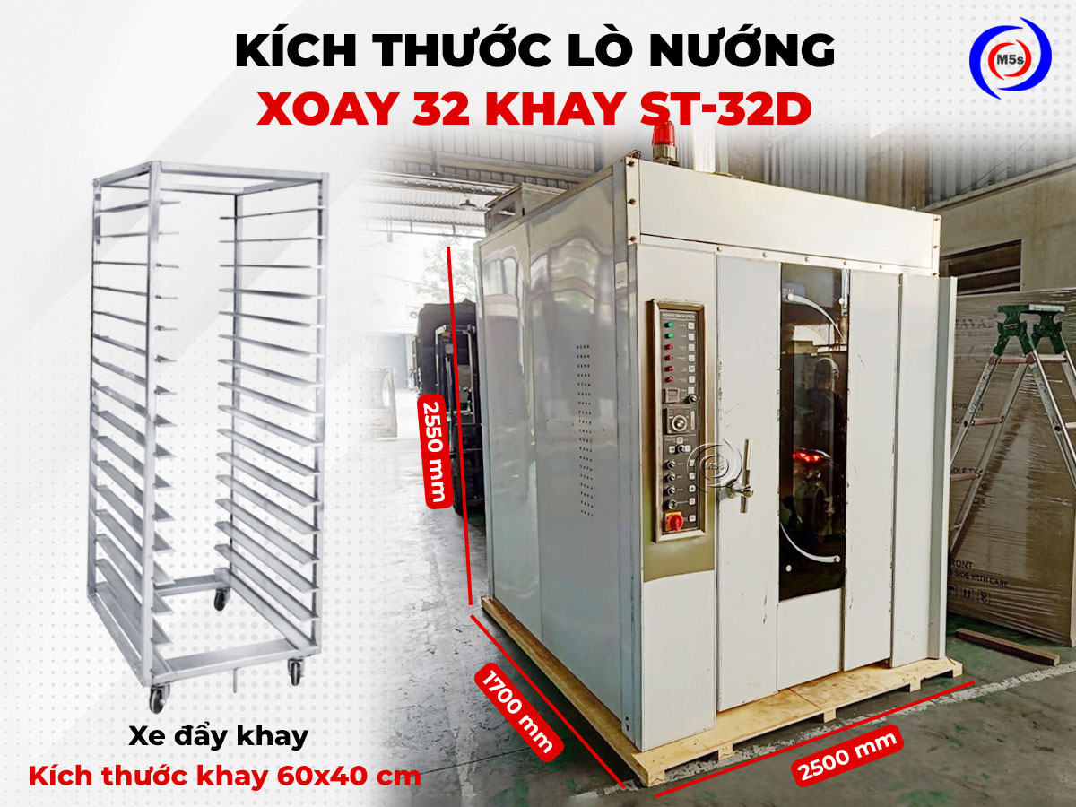 Kích thước lò nướng xoay 32 khay ST-32D Kích thước lò nướng xoay 32 khay ST-32D