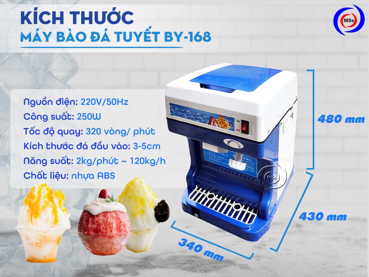 Kích thước máy bào đá tuyết BY-168 Kích thước máy bào đá tuyết BY-168