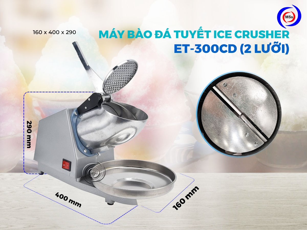 Máy bào đá tuyết 2 lưỡi Ice Crusher ET-300CD Máy bào đá tuyết 2 lưỡi Ice Crusher ET-300CD