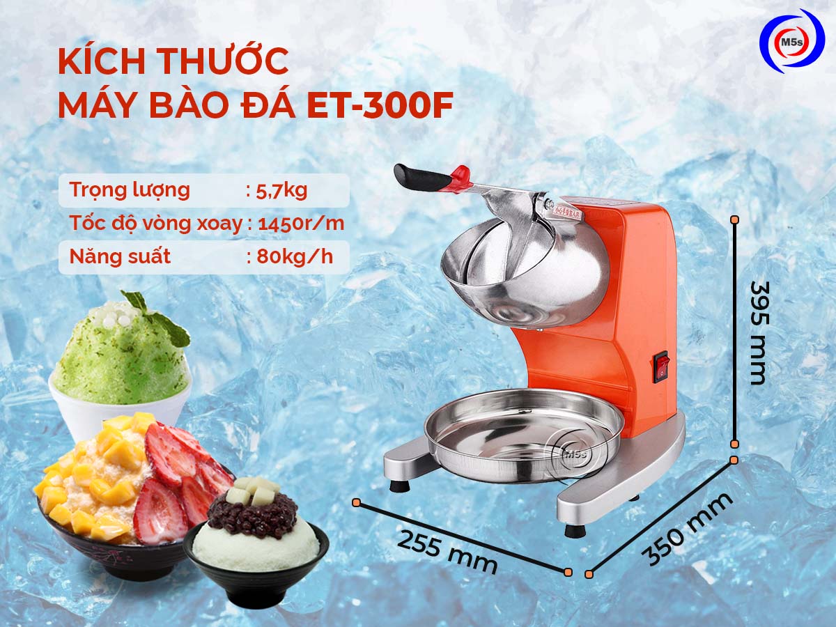 Kích thước máy làm đá bào Ice Crusher ET-300F Kích thước máy làm đá bào Ice Crusher ET-300F