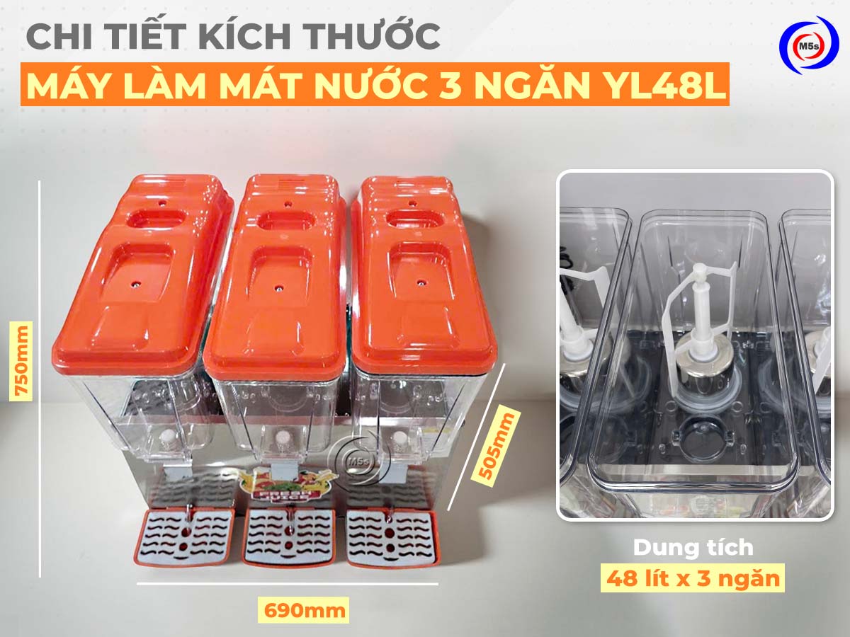 kích thước máy làm lạnh nước 3 ngăn YL48L kích thước máy làm lạnh nước 3 ngăn YL48L