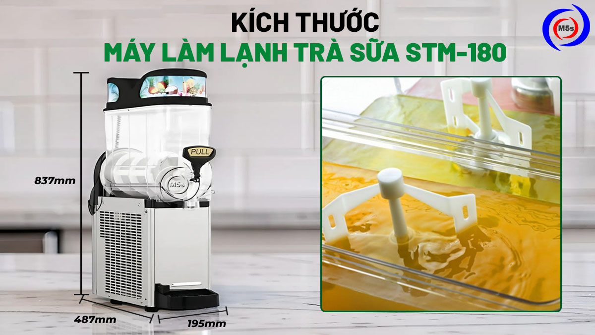 kích thước máy làm lạnh trà sữa STM-180 kích thước máy làm lạnh trà sữa STM-180