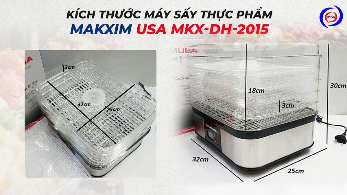 Kích thước máy sấy thực phẩm Makxim USA MKX-DH-2015 Kích thước máy sấy thực phẩm Makxim USA MKX-DH-2015