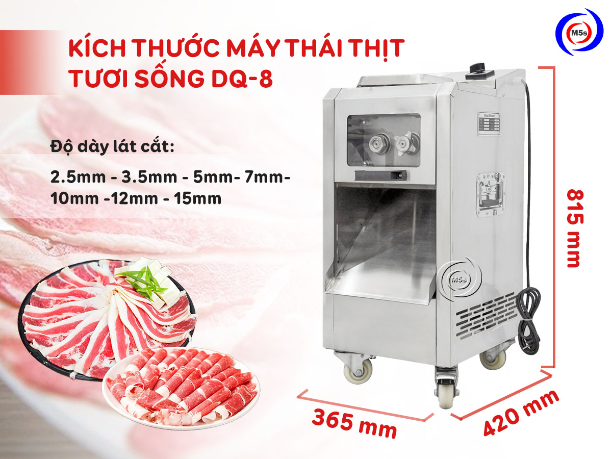 Kích thước máy thái thịt tươi sống DQ-8 Kích thước máy thái thịt tươi sống DQ-8