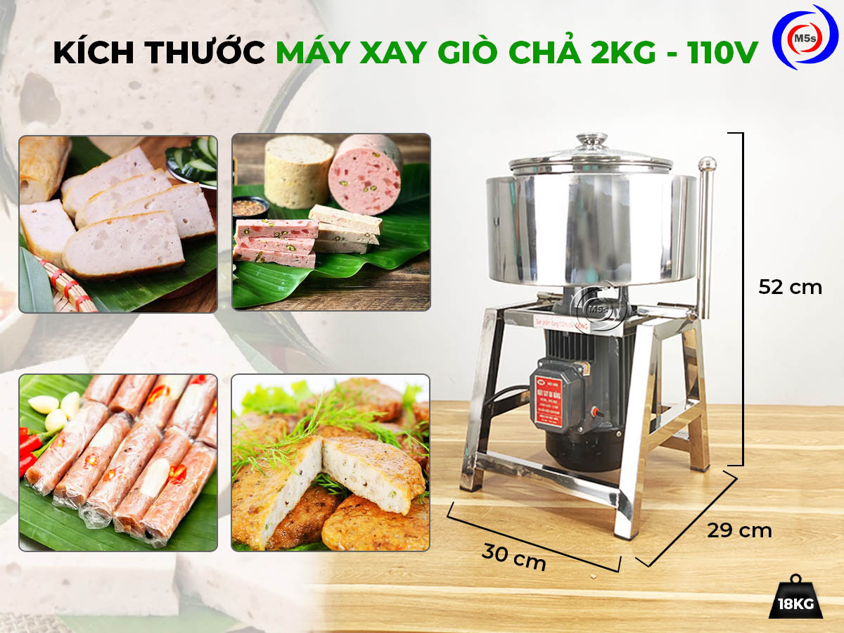 Kích thước máy xay giò chả 2kg 110v Kích thước máy xay giò chả 2kg 110v