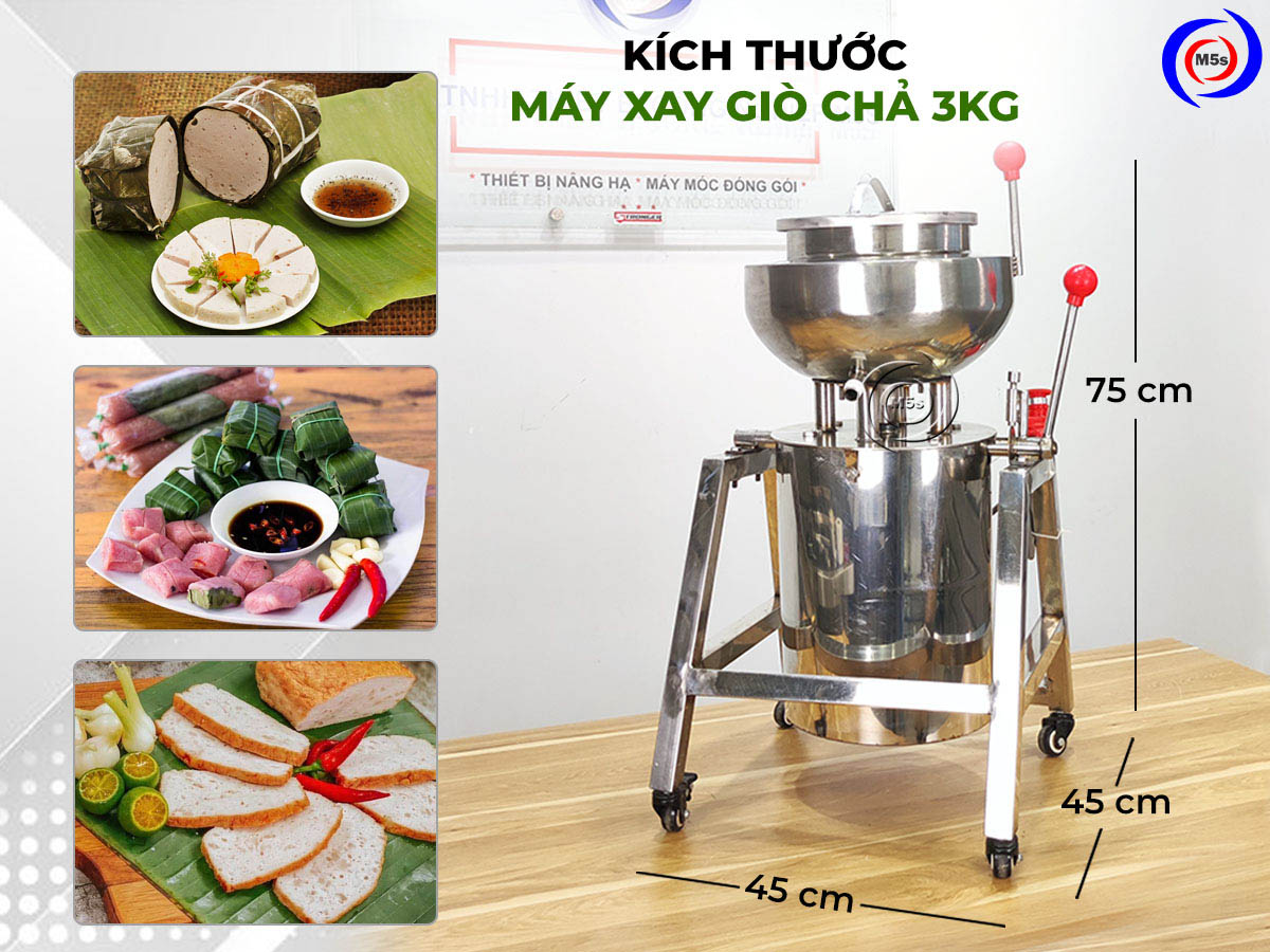 Kích thước máy xay giò chả 3kg Kích thước máy xay giò chả 3kg