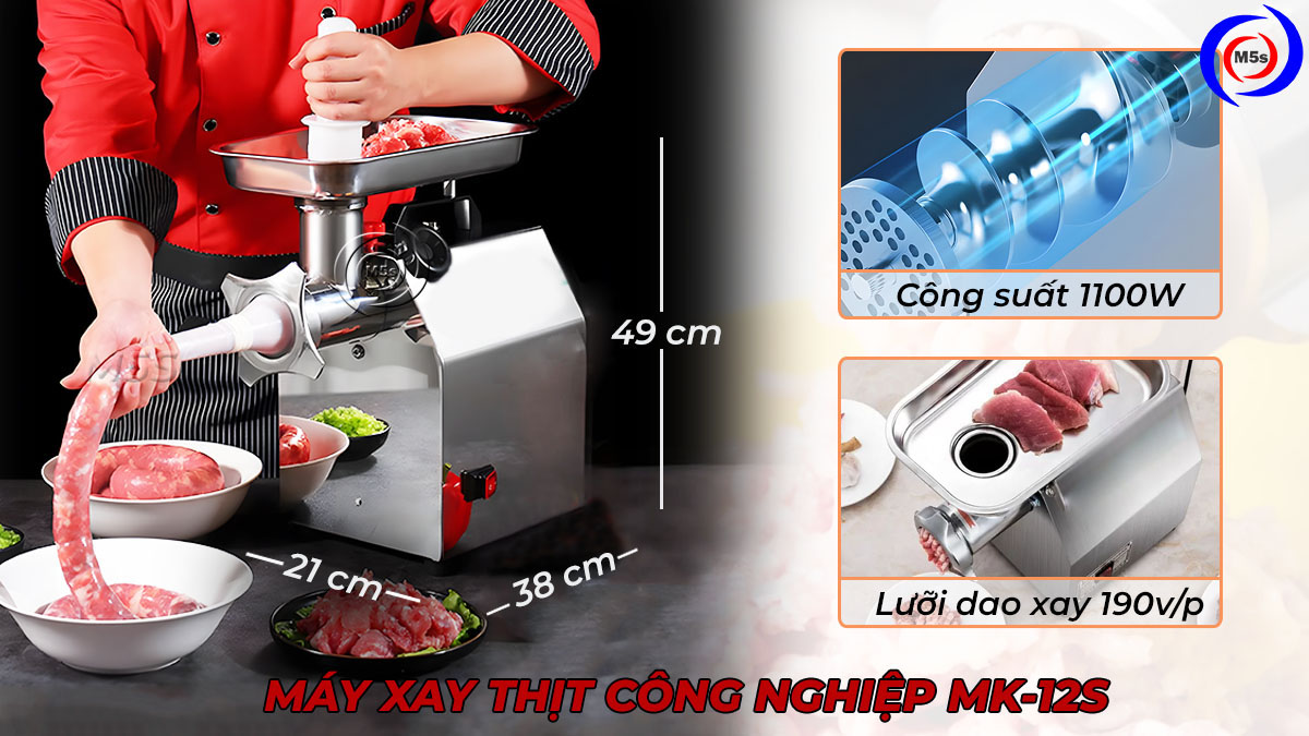 Kích thước máy xay thịt công nghiệp MK-12S Kích thước máy xay thịt công nghiệp MK-12S