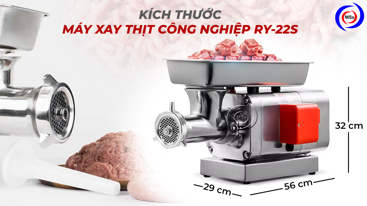 Kích thước máy xay thịt công nghiệp RY-22S Kích thước máy xay thịt công nghiệp RY-22S