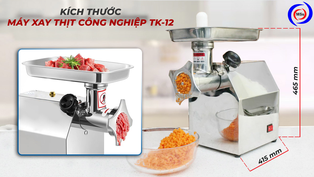 Kích thước máy xay thịt công nghiệp TK-12 Kích thước máy xay thịt công nghiệp TK-12