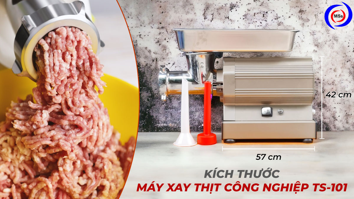 Kích thước máy xay thịt công nghiệp TS-101 Kích thước máy xay thịt công nghiệp TS-101