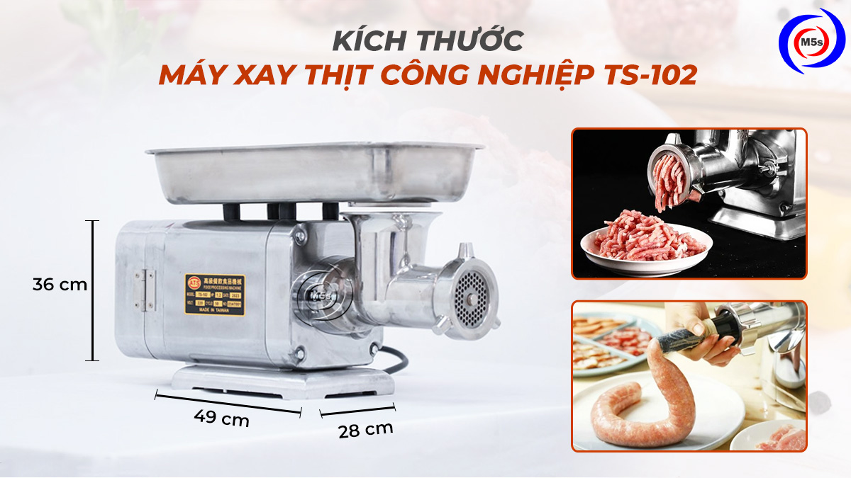 Kích thước máy xay thịt công nghiệp TS-102 Kích thước máy xay thịt công nghiệp TS-102