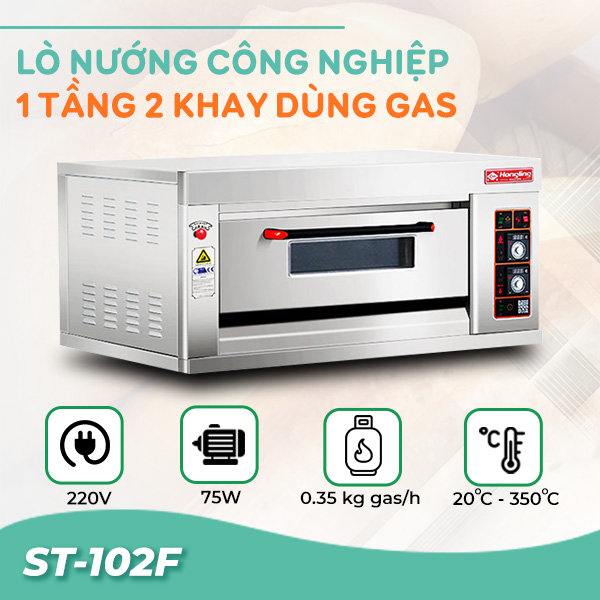 Lò nướng gas công nghiệp 1 tầng 2 khay ST-102F Lò nướng gas công nghiệp 1 tầng 2 khay ST-102F