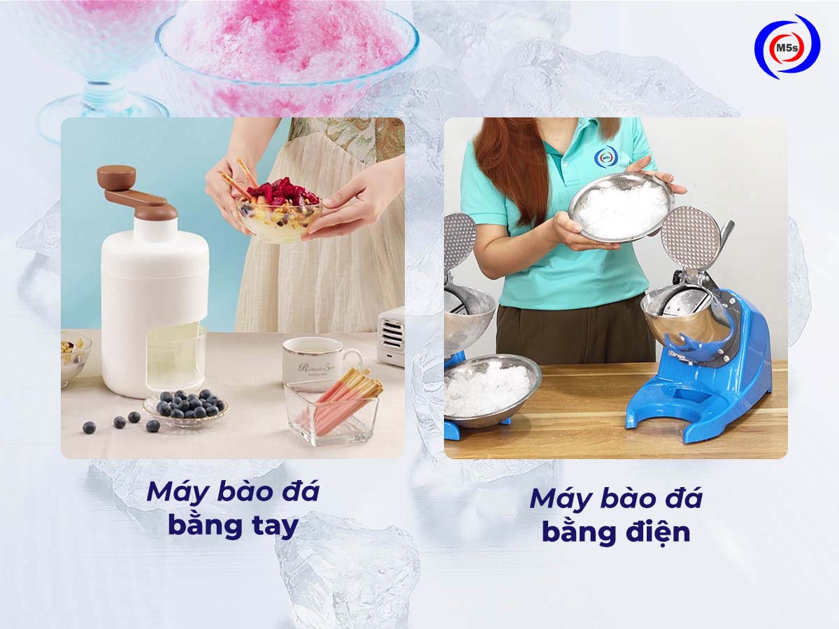 Máy xay đá bào bằng tay và bằng điện Máy xay đá bào bằng tay và bằng điện