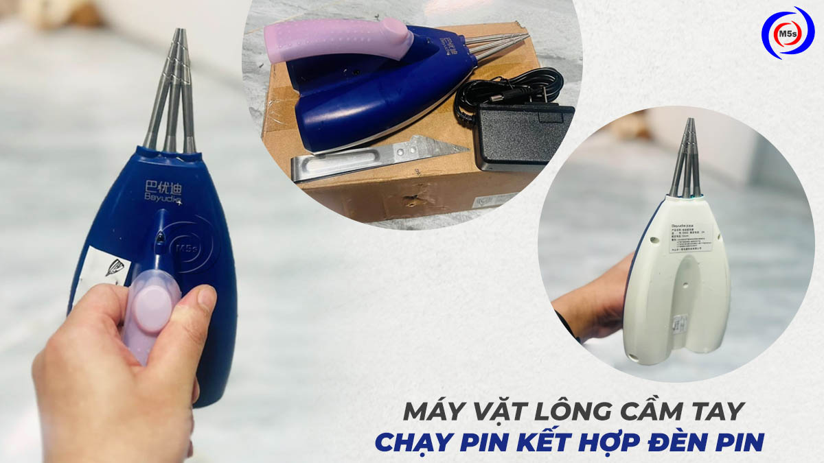 Máy vặt lông măng cầm tay kết hợp đèn pin Máy vặt lông măng cầm tay kết hợp đèn pin