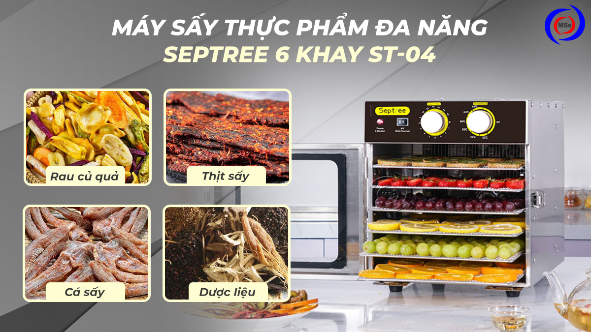 Máy sấy thực phẩm đa năng 6 khay Septree ST-04 Máy sấy thực phẩm đa năng 6 khay Septree ST-04