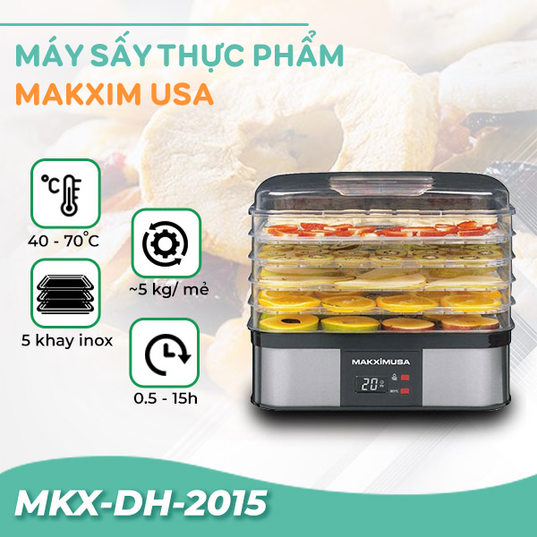 Máy sấy thực phẩm gia đình Makxim USA MKX-DH-2015 Máy sấy thực phẩm gia đình Makxim USA MKX-DH-2015