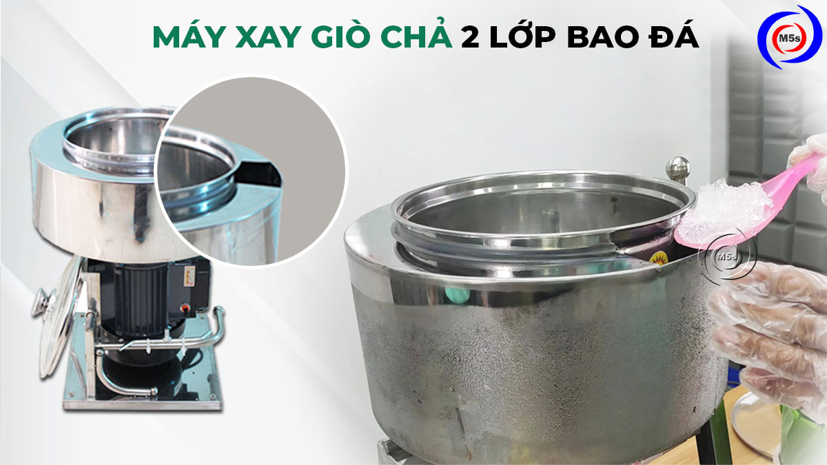 Máy xay giò chả 2 lớp bao đá