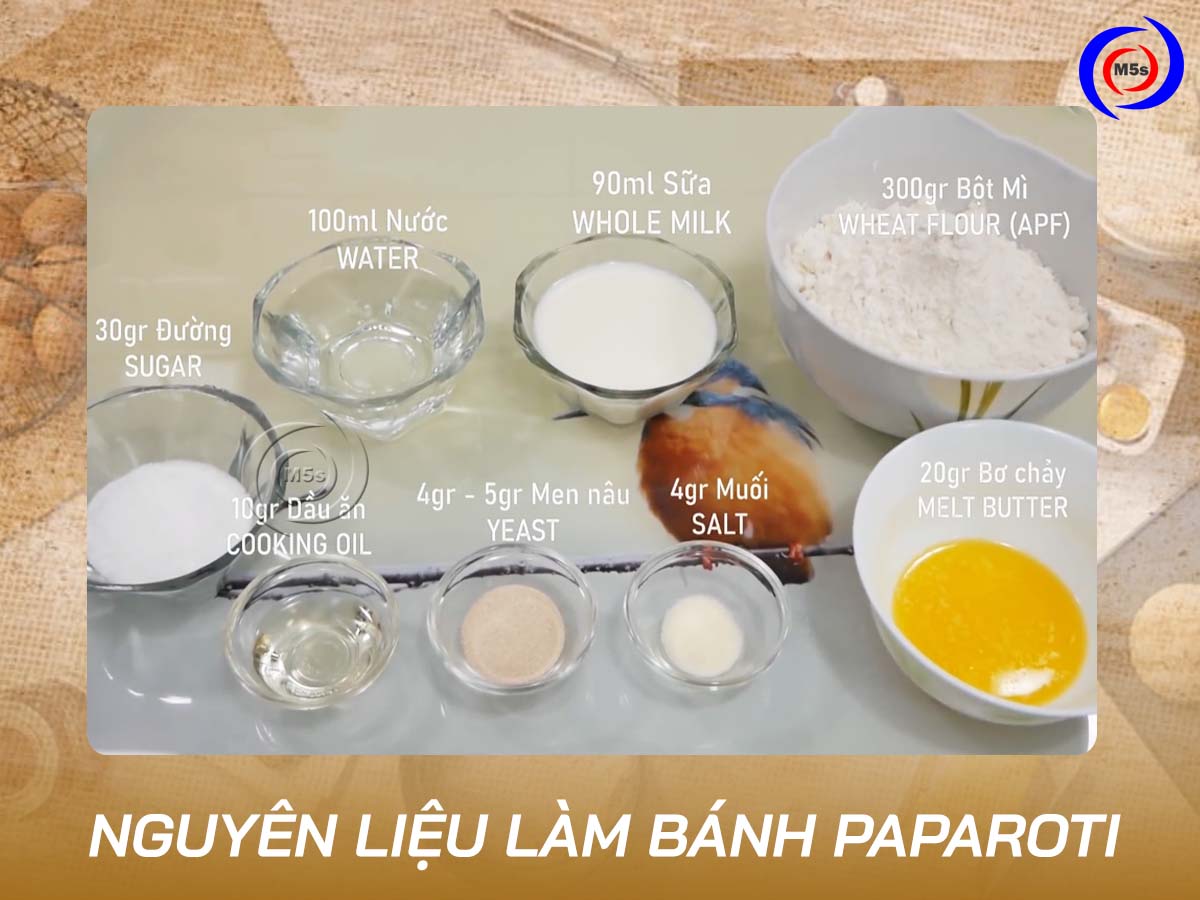 Nguyên liệu chuẩn bị làm bánh paparoti Nguyên liệu chuẩn bị làm bánh paparoti