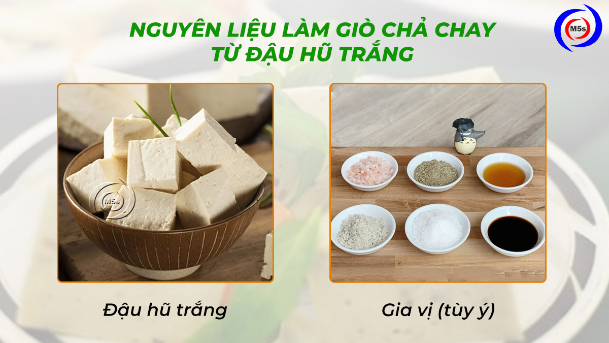 Nguyên liệu làm giò chả chay từ đậu hũ trắng Nguyên liệu làm giò chả chay từ đậu hũ trắng