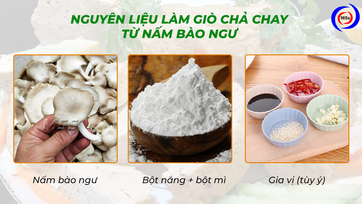 Nguyên liệu làm chả lụa chay từ nấm bào ngư Nguyên liệu làm chả lụa chay từ nấm bào ngư