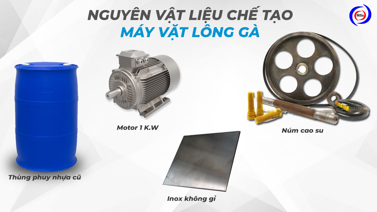 Nguyên vật liệu chế tạo máy vặt lông gà Nguyên vật liệu chế tạo máy vặt lông gà