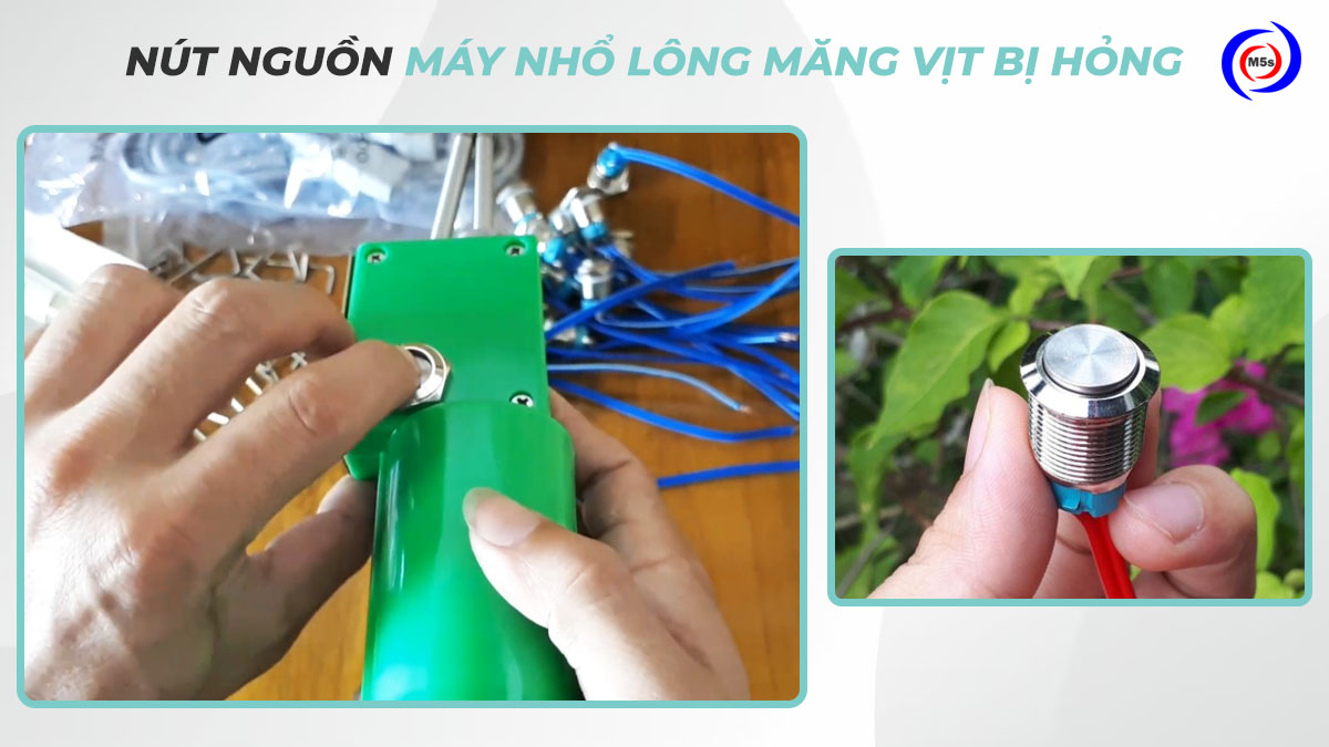 Nút nguồn của máy nhổ lông măng vịt bị hỏng Nút nguồn của máy nhổ lông măng vịt bị hỏng