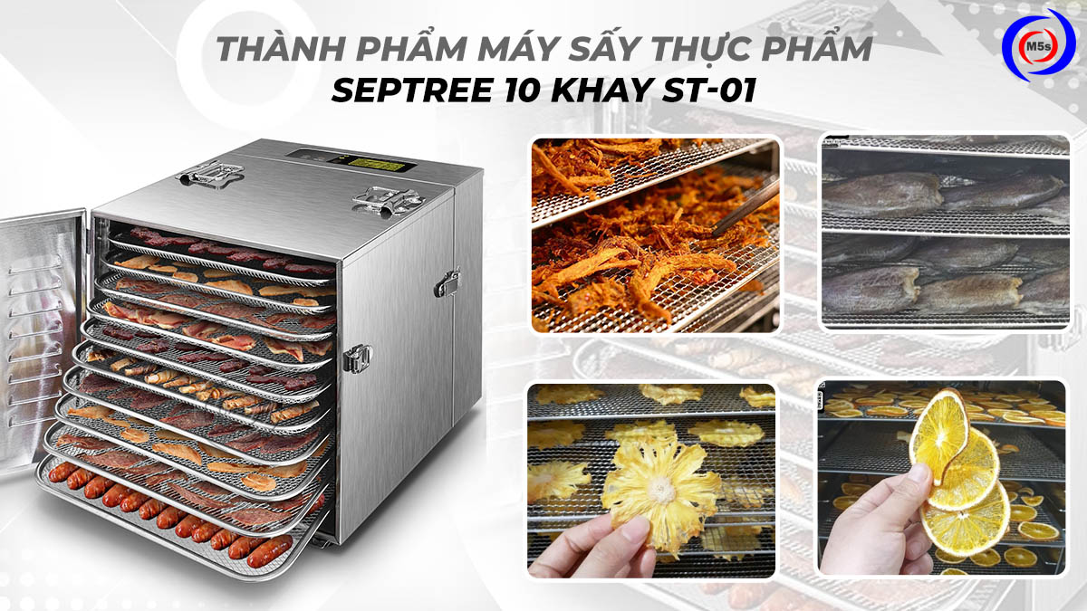 Máy sấy thực phẩm septree 10 khay sấy đa dạng thực phẩm Máy sấy thực phẩm septree 10 khay sấy đa dạng thực phẩm