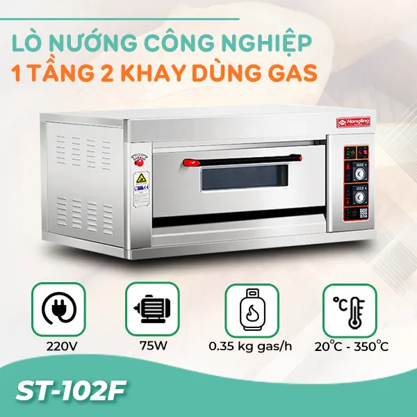 Lò nướng gas công nghiệp 1 tầng 2 khay ST-102F