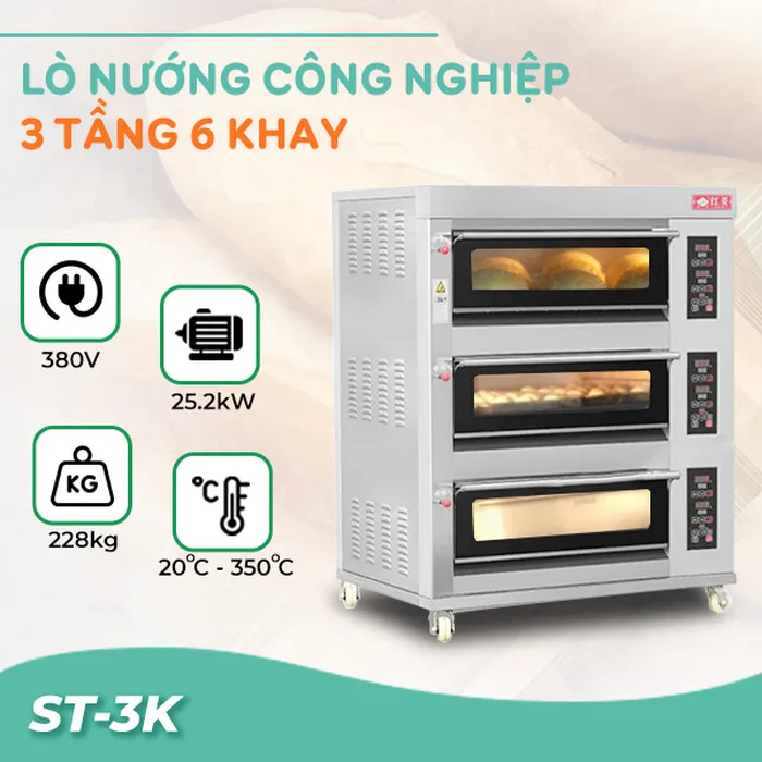 Lò nướng bánh dùng điện 3 tầng 6 khay ST-3K Hongling