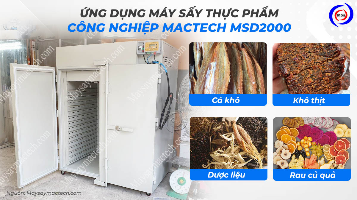 Ứng dụng của máy sấy thực phẩm công nghiệp Mactech MSD2000 Ứng dụng của máy sấy thực phẩm công nghiệp Mactech MSD2000